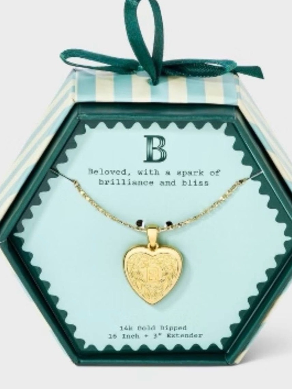 14K Gold Dipped “B” Initial Heart Necklace